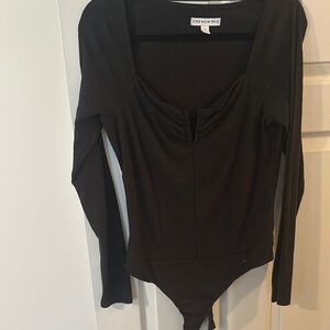 Black Long Sleeve Fitted Bodysuit